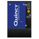 Thumbnail of Quincy QGS 5 hp floor mounted rotary screw air compressor - black body, with blue panel and logo